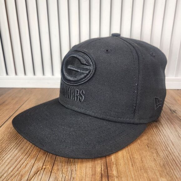 New Era Green Bay Packers 59fifty Fitted 6 7/8" Hat Cap Black NFL Midnight Wool - Picture 1 of 11
